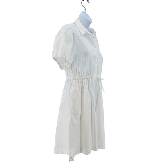 J. Crew White Collared Short-Sleeve Tie-Waist Dress Womens Size 12 Button Front - Picture 6 of 13